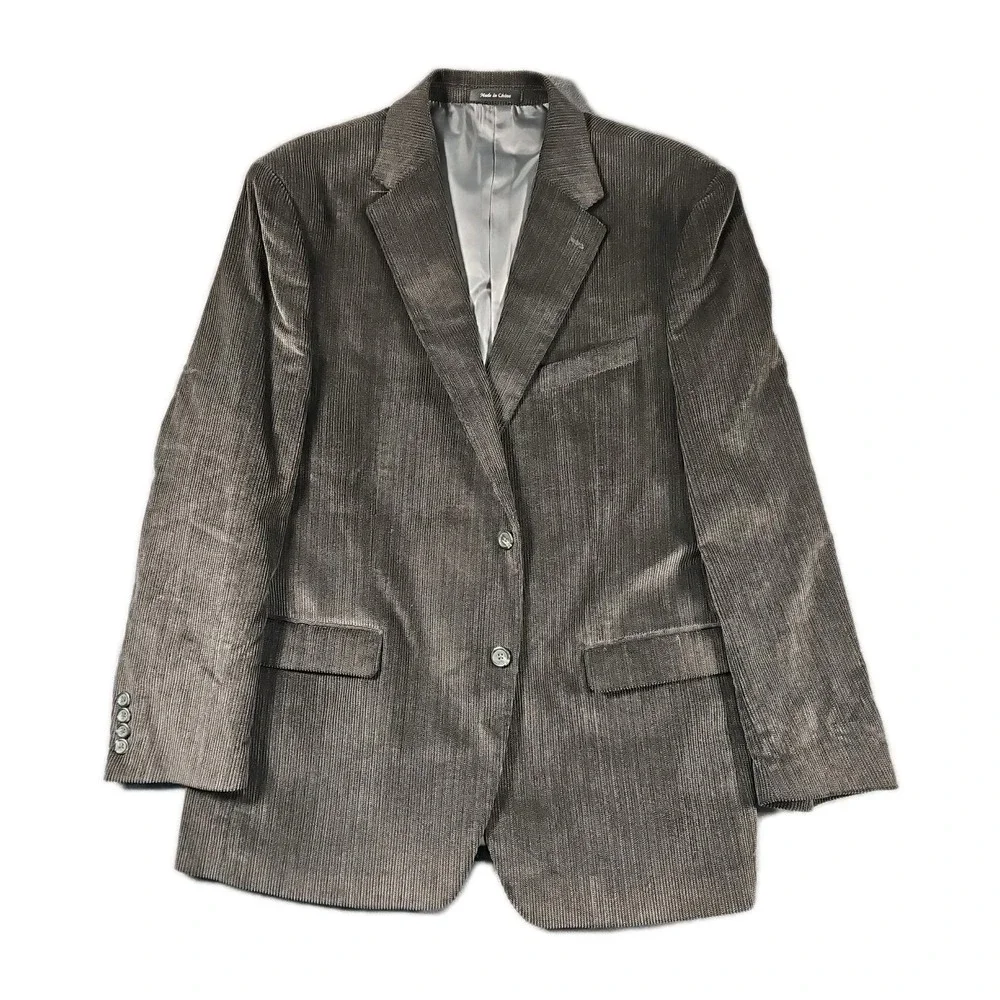 Chaps Corduroy Blazer Chevron Brown Sport Coat Mens 44R 💯 Cotton 2-Button Vtg‎